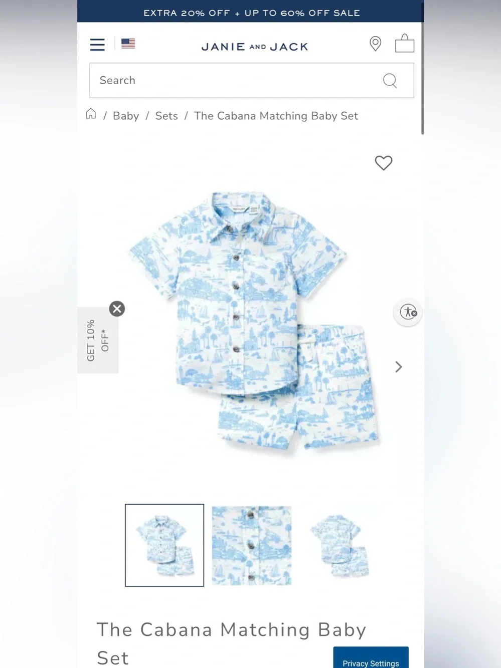 Janie and Jack The Cabana Matching Baby Set